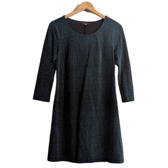 Trixxi Hunter Green Sparkly Holiday Party  3/4 Sleeve Dress - Picture 2 of 8